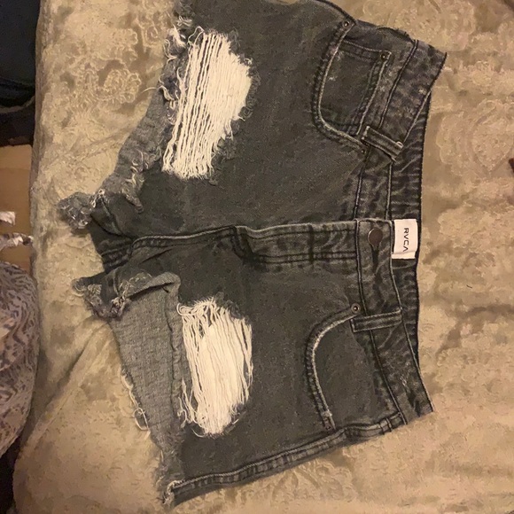 RVCA black ripped jean shorts. Size 27 - Picture 1 of 5